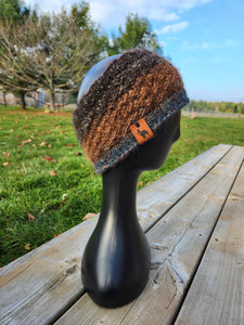 Extra Wide Thermal Alpaca Headband - Brown and Black Variegated